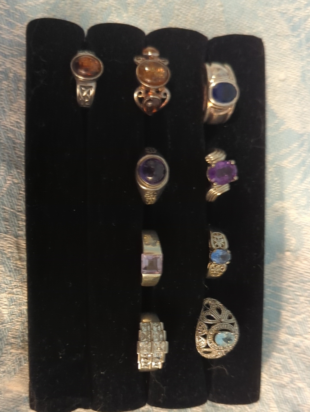 Lot Of Sterling Rings With Assorted Natural Stones.